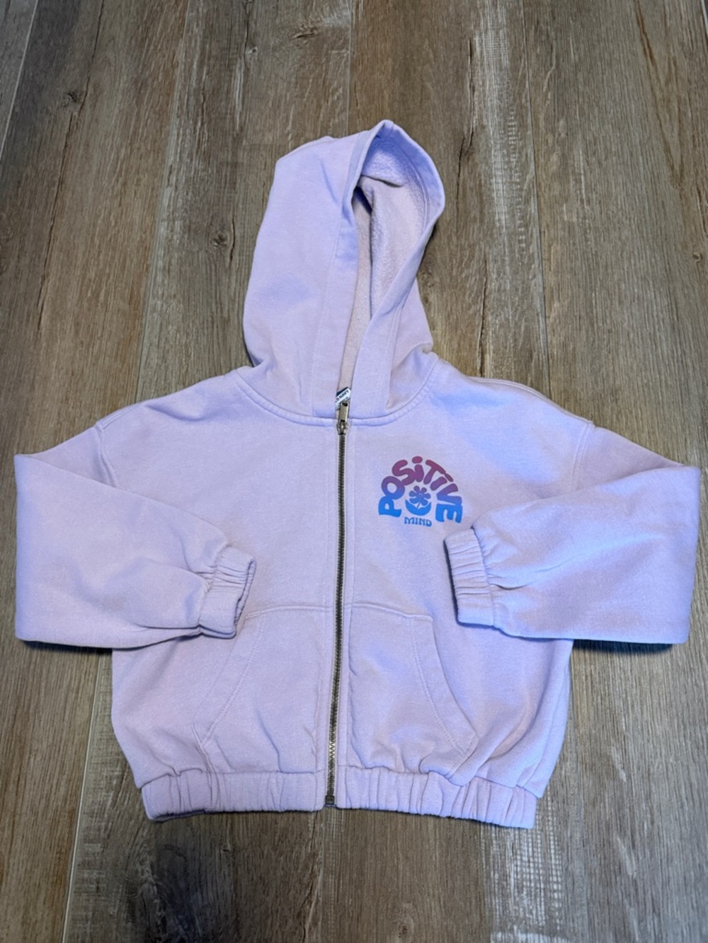 Old Navy Lavender Zip Front Hoodie with 'Positive Mind' Graphic